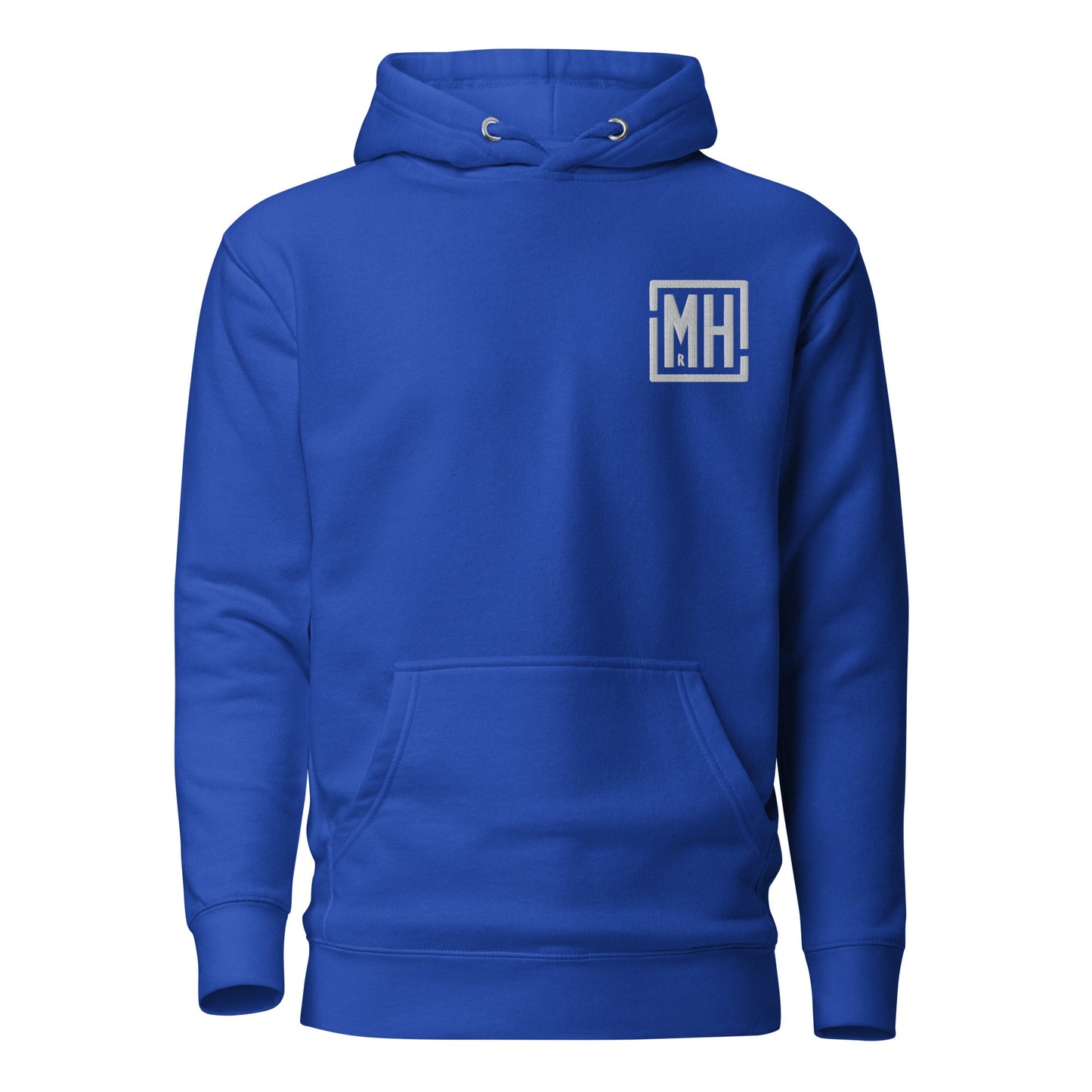 Blue unisex Foden Telehandler hoodie with front pouch pocket and matching flat drawstrings.