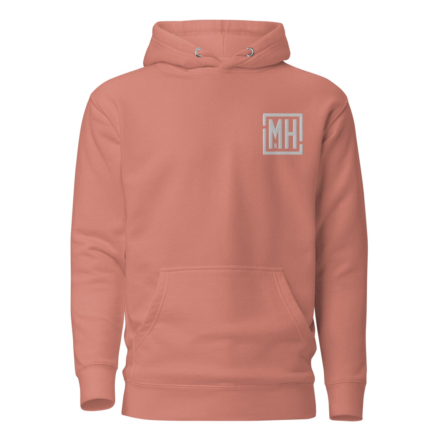 Dusty pink Foden Telehandler hoodie with front pouch pocket and front MH logo