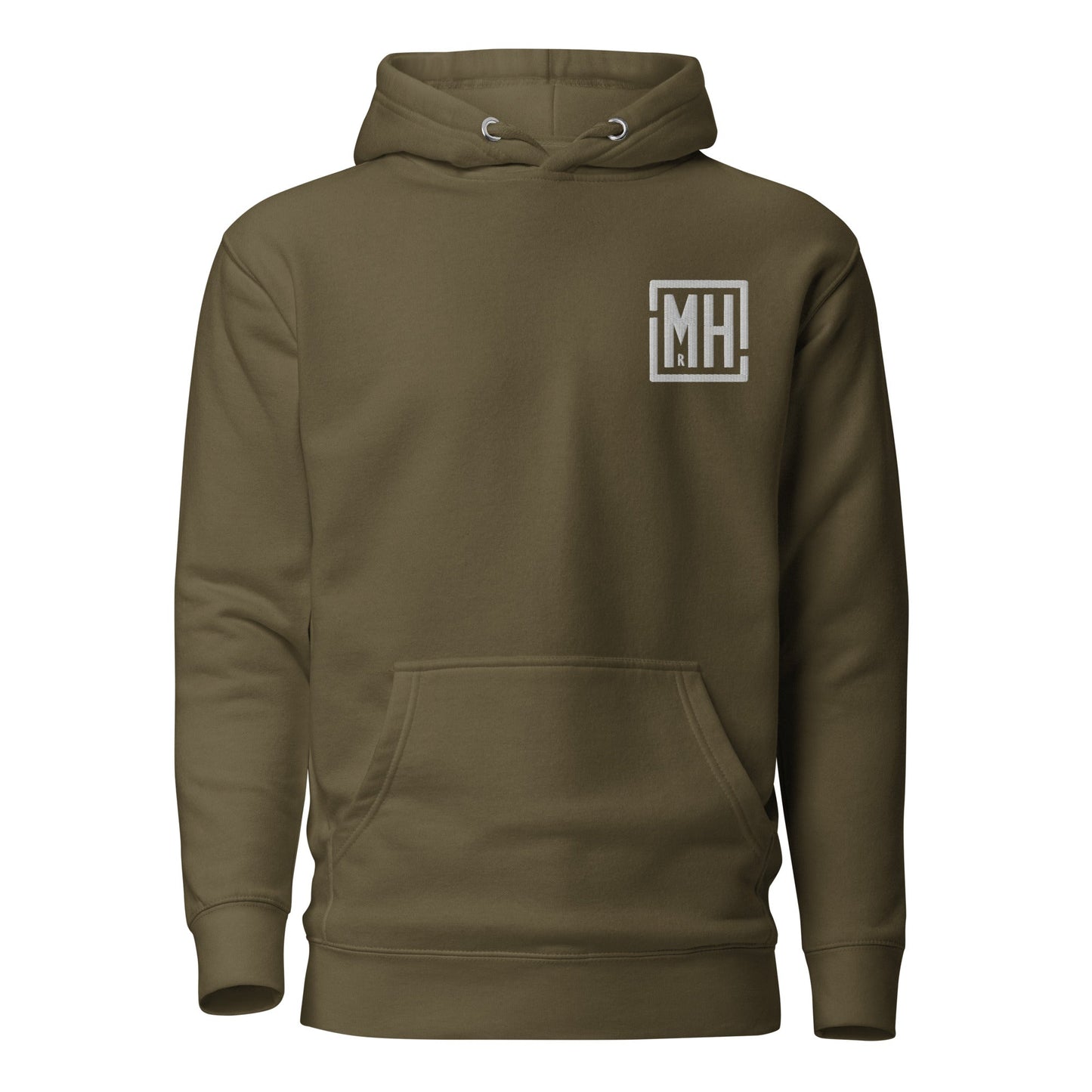 Unisex olive green Foden Telehandler hoodie with front pouch pocket and MH logo on chest